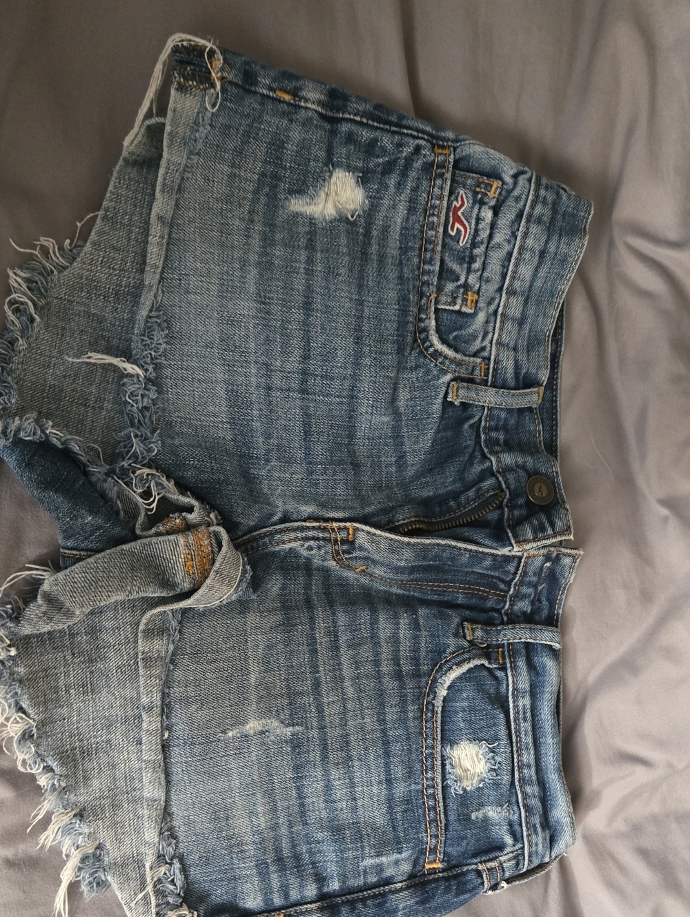 Hollister Frayed Light Blue Distressed Denim Shorts